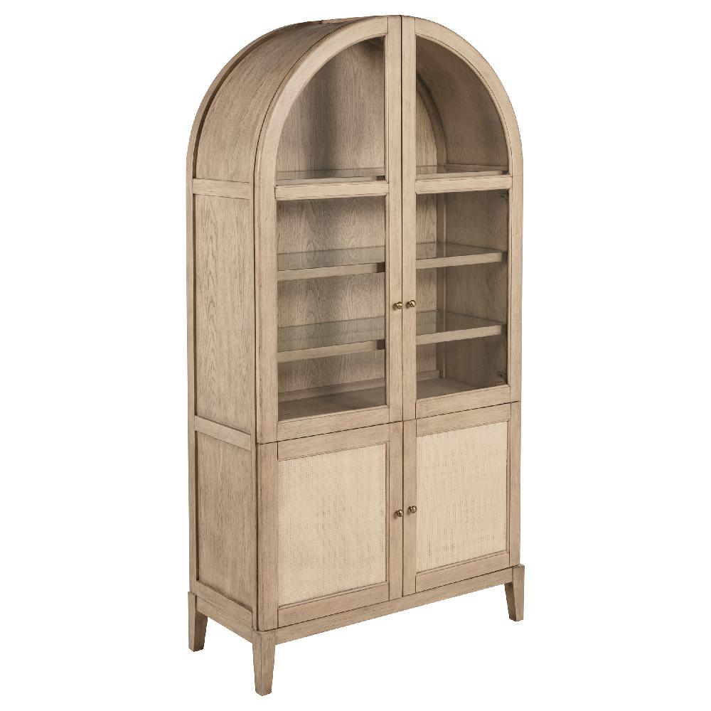 coaster Kailani 4-Door Cane Dining Vitrine Display Cabinet Beige Oak