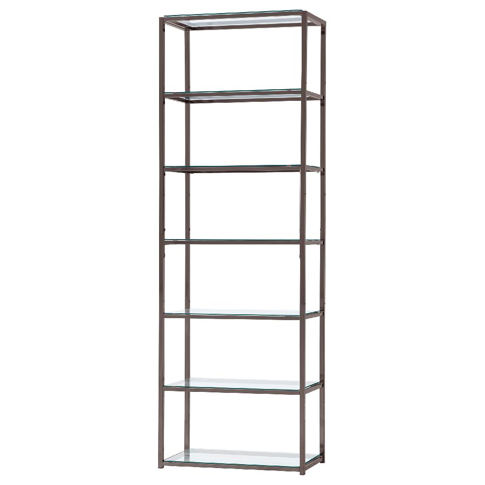 Coaster Kate 78-inch 5-shelf Glass Bookshelf Black Nickel