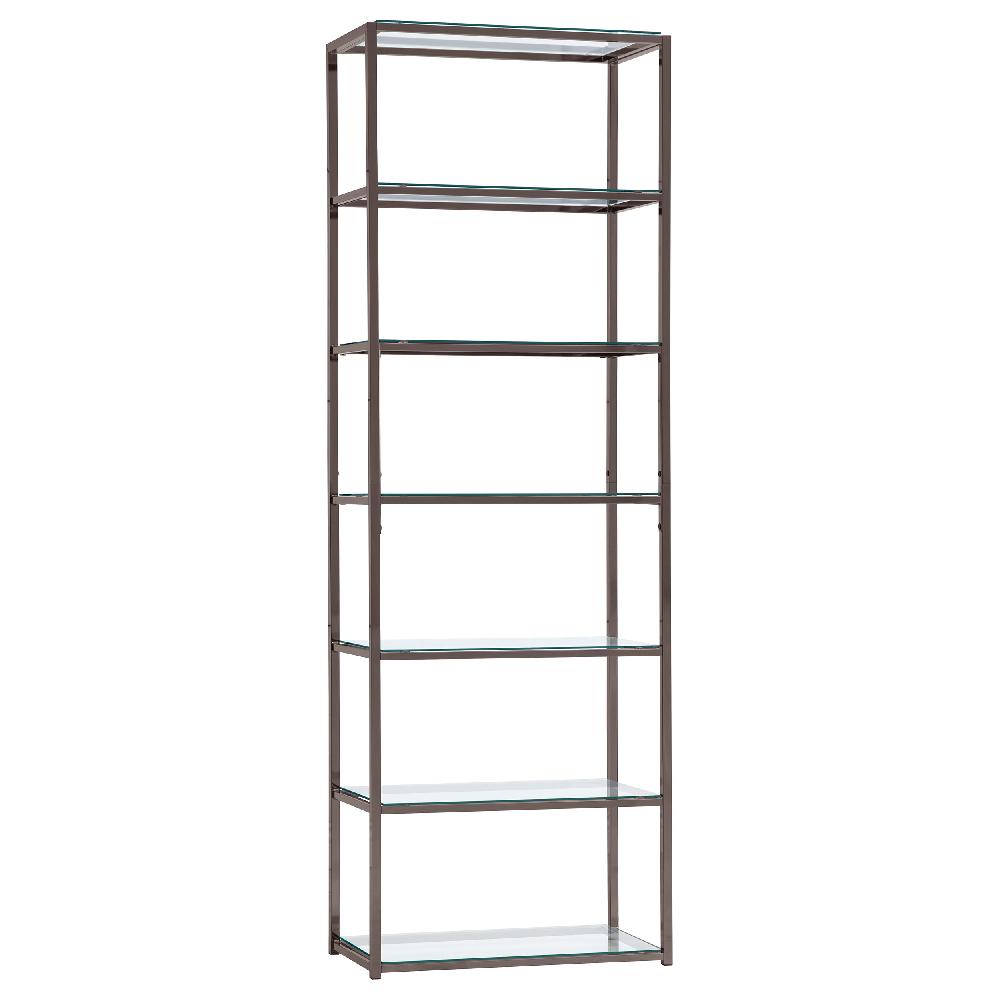 coaster Kate 78-inch 5-shelf Glass Bookshelf Black Nickel