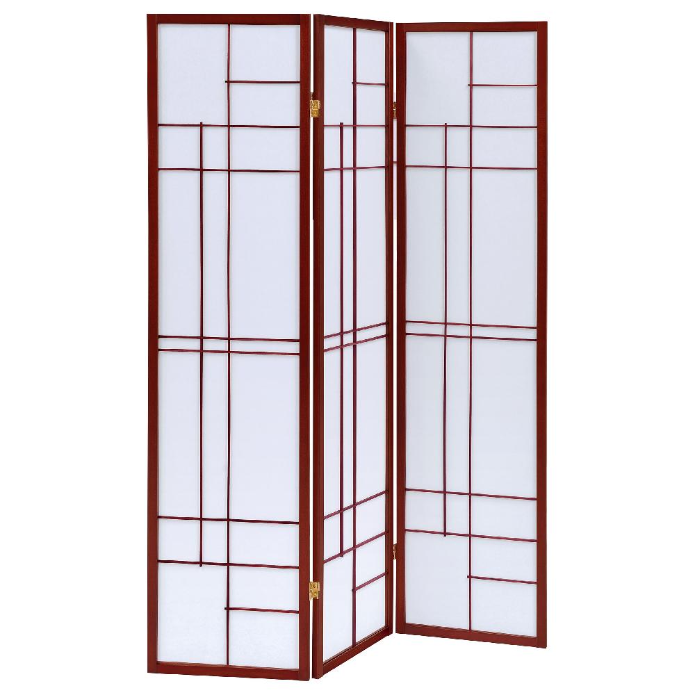 coaster Katerina 3-Panel Room Divider Folding Shoji Screen Cherry