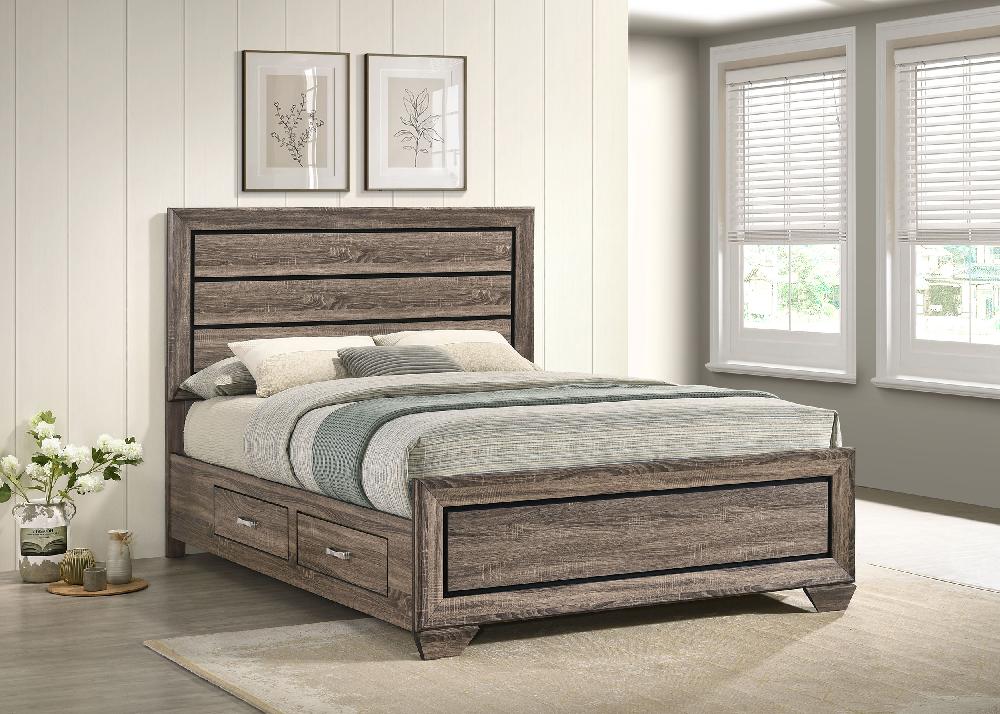 Coaster Kauffman Wood Queen Storage Panel Bed Washed Taupe