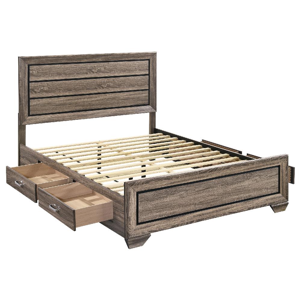 coaster Kauffman Wood Queen Storage Panel Bed Washed Taupe