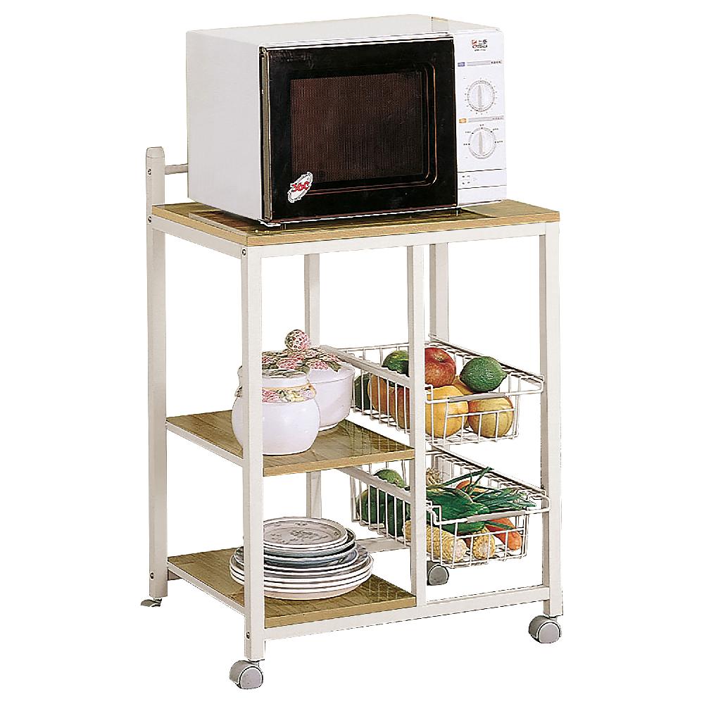 coaster Kelvin 2-shelf Mobile Kitchen Cart Natural Brown and White