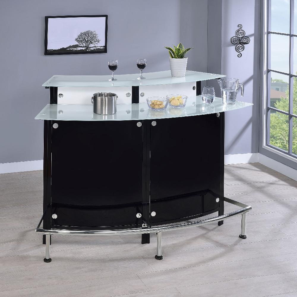 Coaster Keystone Curved Glass Top Home Bar Wine Cabinet Black