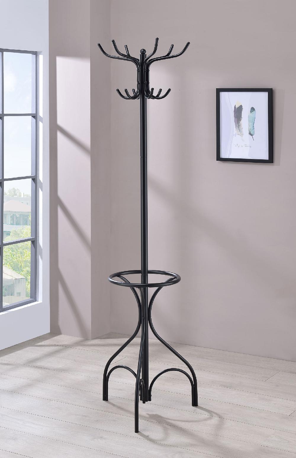 Coaster Kiefer 12 Hook Freestanding Metal Coat Rack Hat Hanger Black