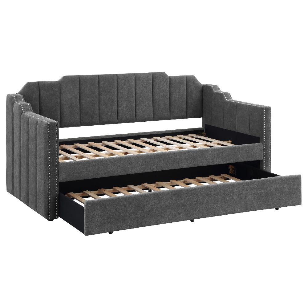 coaster Kingston Upholstered Twin Daybed with Trundle Charcoal