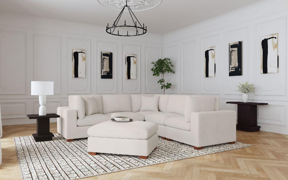 coaster Lakeview 6-piece Upholstered Modular Sectional Sofa Ivory