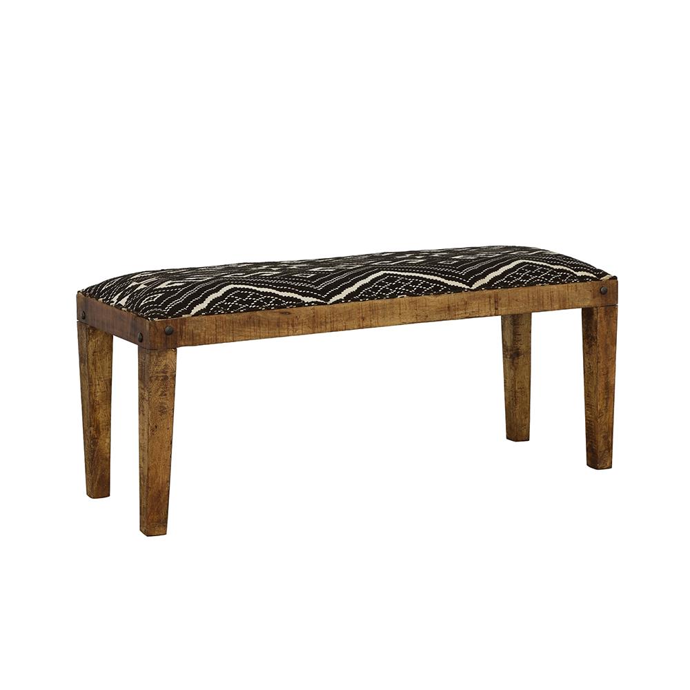 coaster Lamont Fabric Upholstered Accent Bench Black and Natural