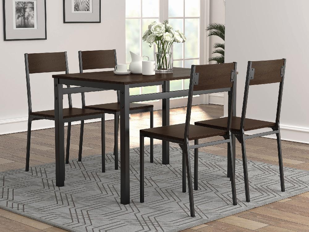 coaster Lana 5-piece Rectangular Dining Set Dark Brown and Black