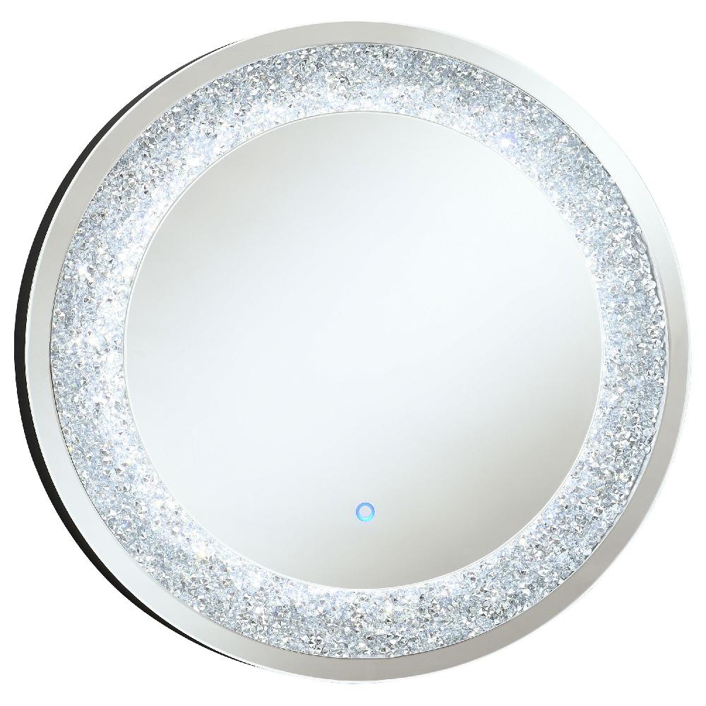 Coaster Landar 32 X 32 Inch Round LED Light Wall Mirror Silver