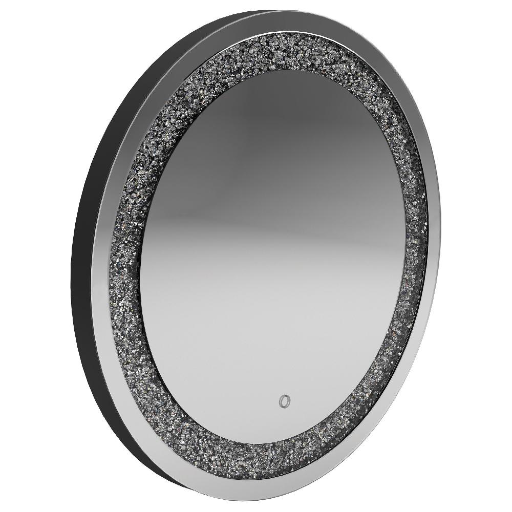 coaster Landar 32 x 32 Inch Round LED Light Wall Mirror Silver