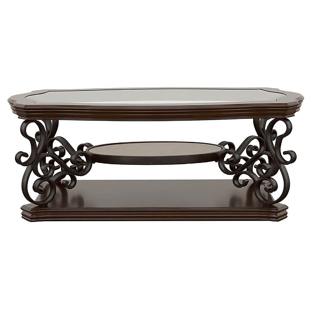 Coaster Laney 1-shelf Glass Top Rectangular Coffee Table Deep Merlot