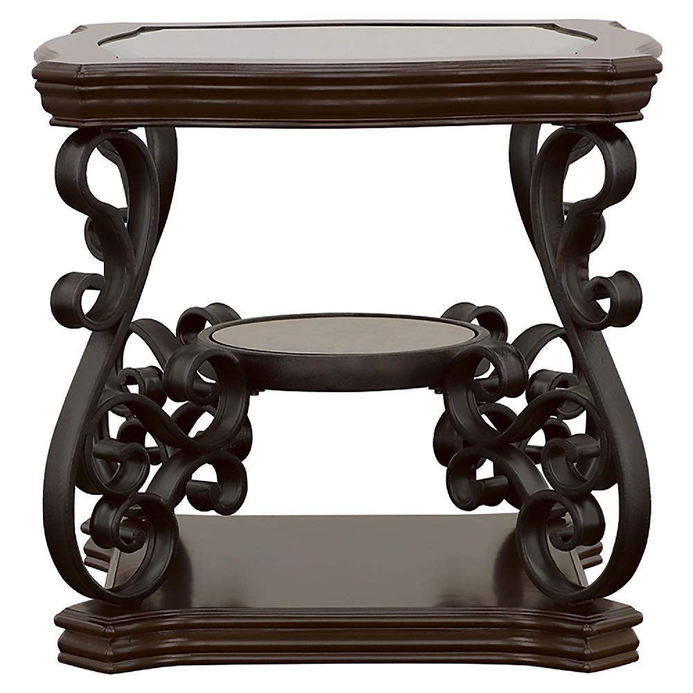 Coaster Laney 1-shelf Glass Top Rectangular End Table Deep Merlot