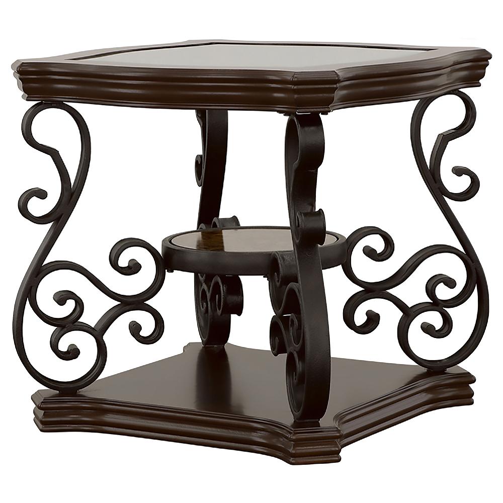 Coaster Laney 1-shelf Glass Top Rectangular End Table Deep Merlot