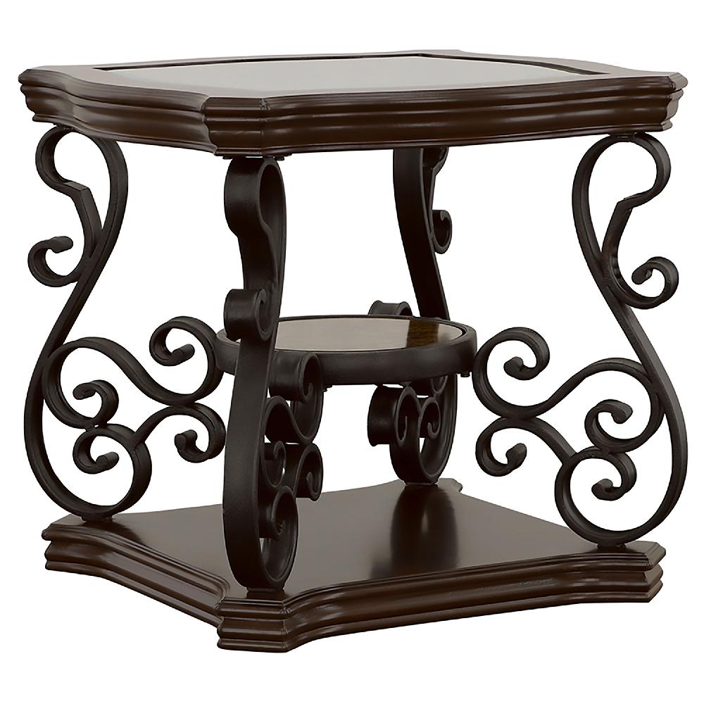 coaster Laney 1-shelf Glass Top Rectangular End Table Deep Merlot