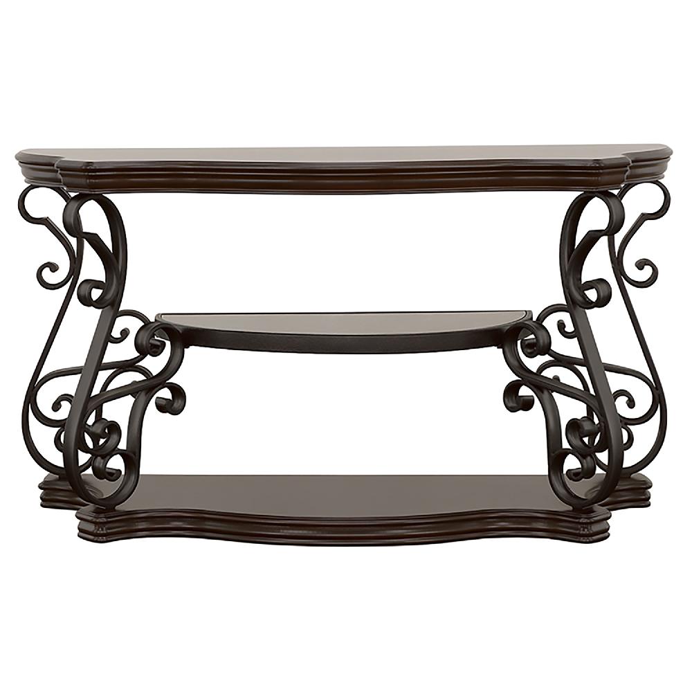 Coaster Laney Scrollwork Entryway Sofa Console Table Deep Merlot