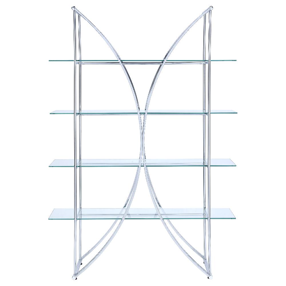 Coaster Larson 73-inch 4-shelf Glass Bookshelf Chrome
