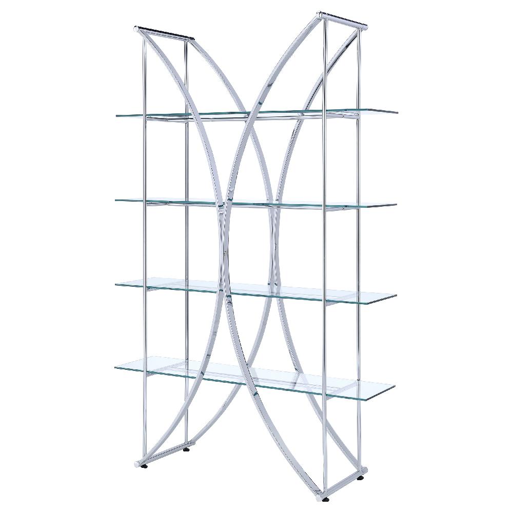 Coaster Larson 73-inch 4-shelf Glass Bookshelf Chrome