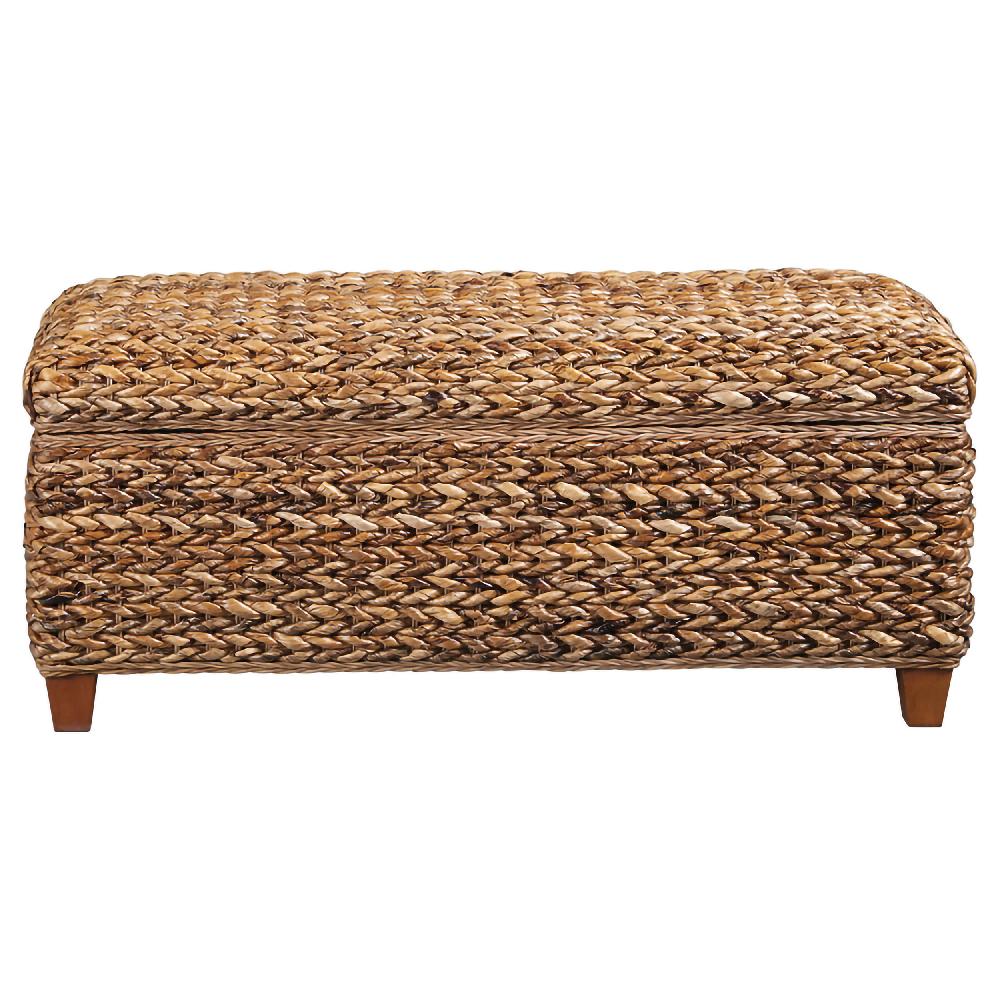 Coaster Laughton Hand-Woven Banana Leaf Storage Bench Amber
