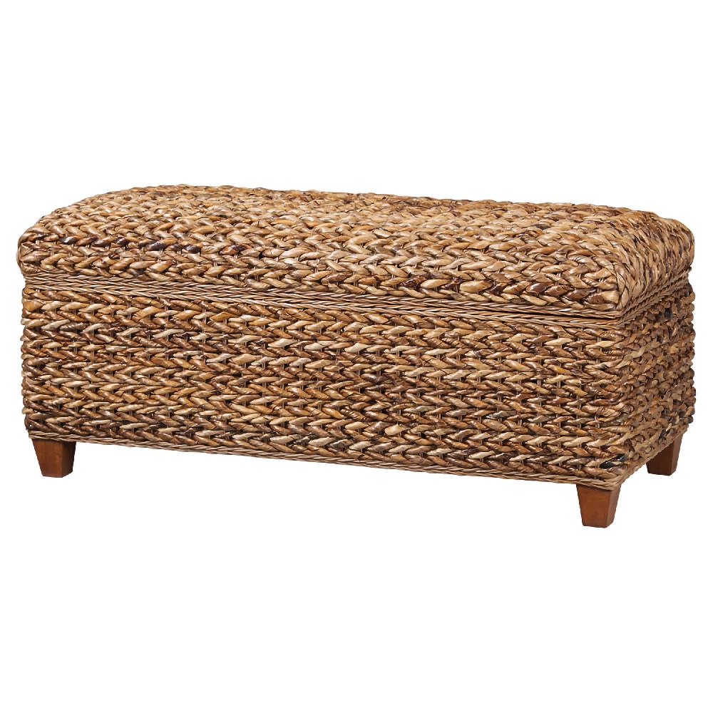 Coaster Laughton Hand-Woven Banana Leaf Storage Bench Amber