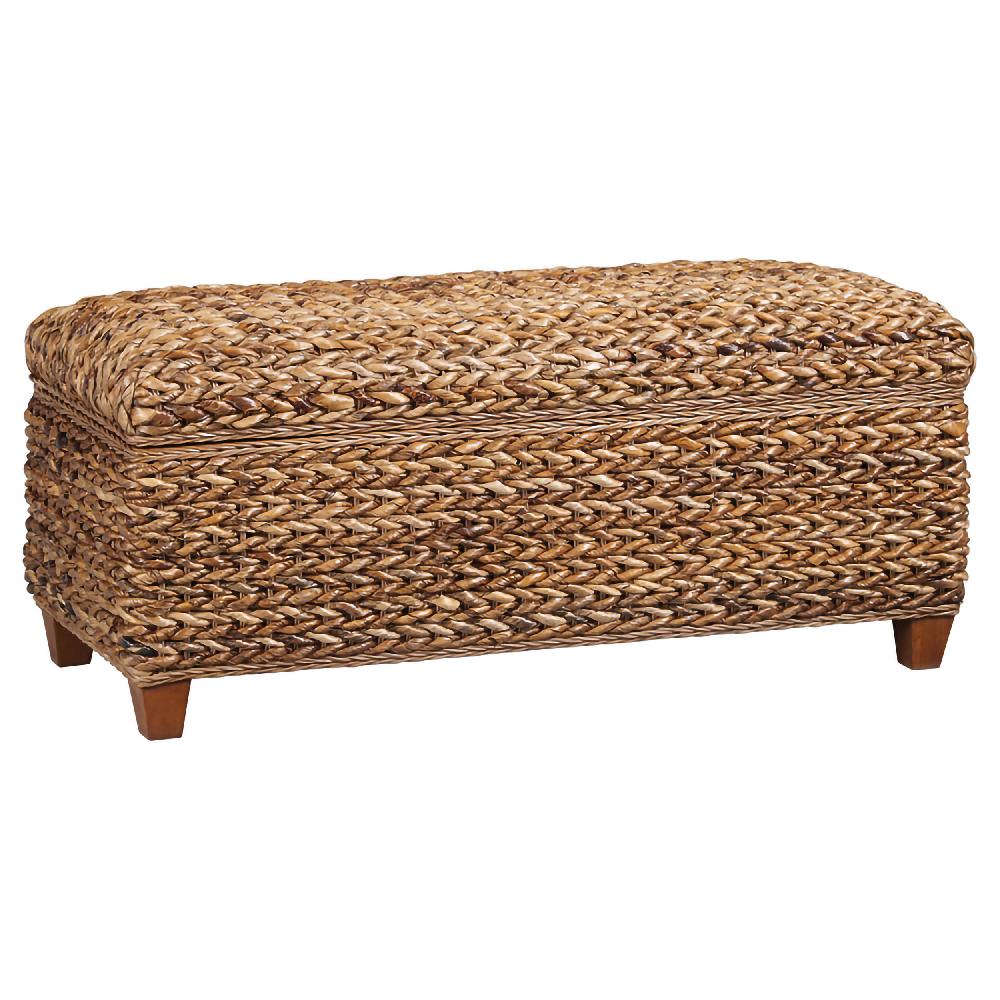 coaster Laughton Hand-Woven Banana Leaf Storage Bench Amber