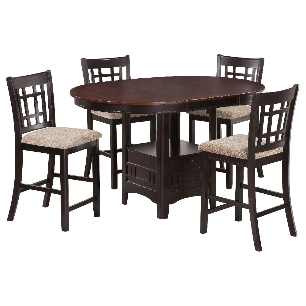 Coaster Lavon 5-piece Oval Counter Height Dining Set Light Chestnut