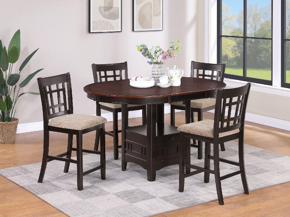 coaster Lavon 5-piece Oval Counter Height Dining Set Light Chestnut
