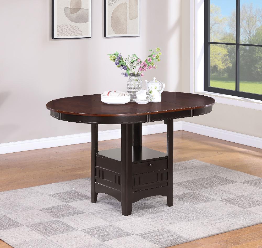 Coaster Lavon Oval 60-inch Extension Counter Dining Table Chestnut
