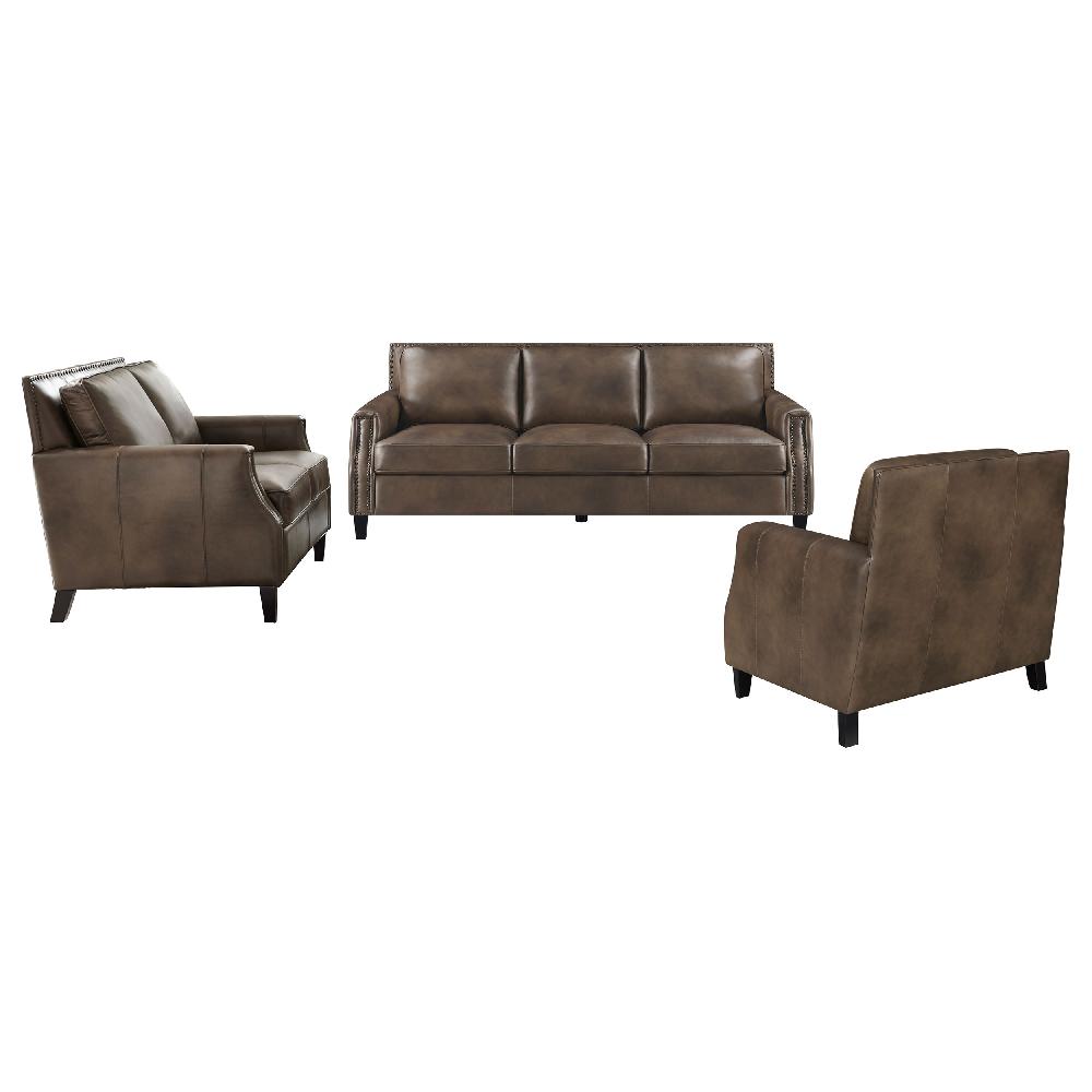 Coaster Leaton 3-piece Upholstered Recessed Arm Sofa Set Brown Sugar