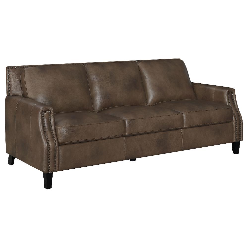 Coaster Leaton 3-piece Upholstered Recessed Arm Sofa Set Brown Sugar