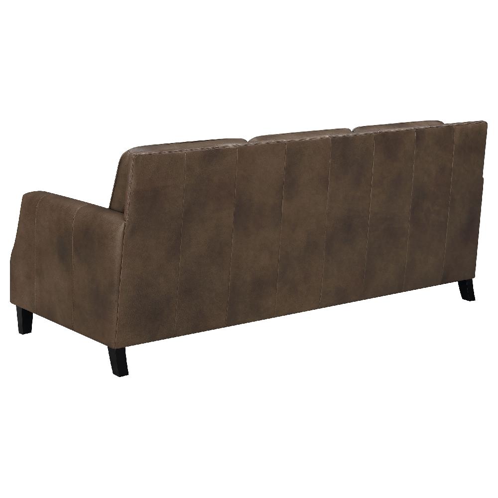 Coaster Leaton 3-piece Upholstered Recessed Arm Sofa Set Brown Sugar