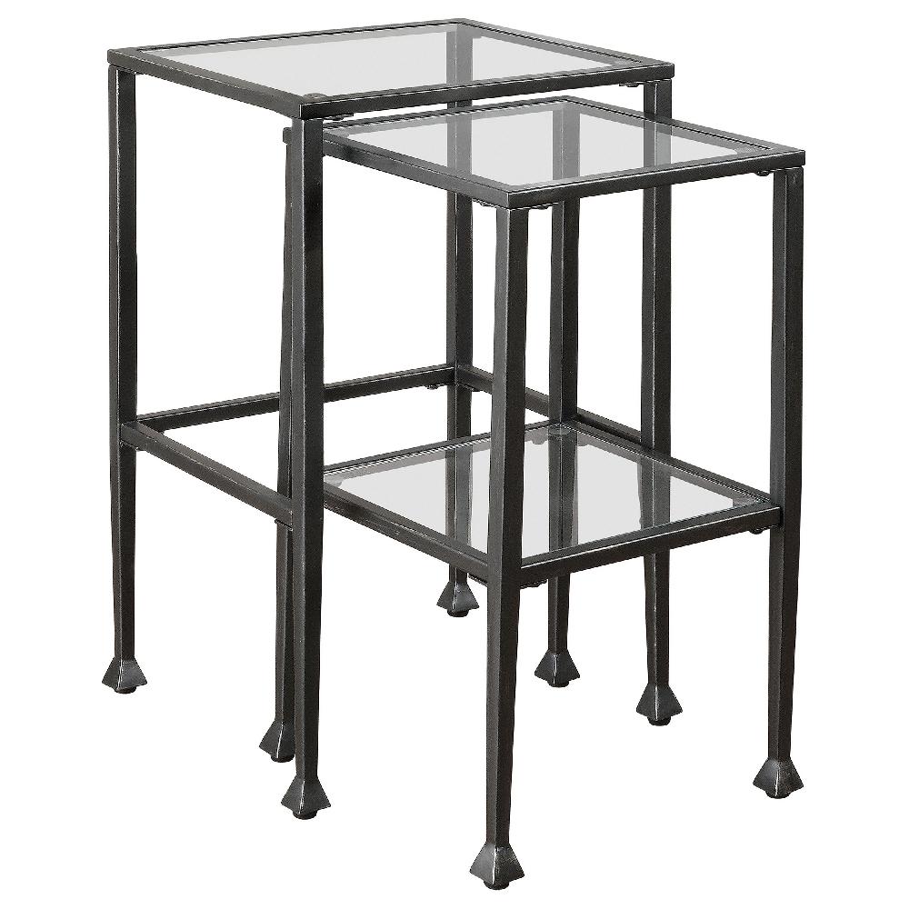 coaster Leilani 2-piece Glass Top Nesting Table Set Black