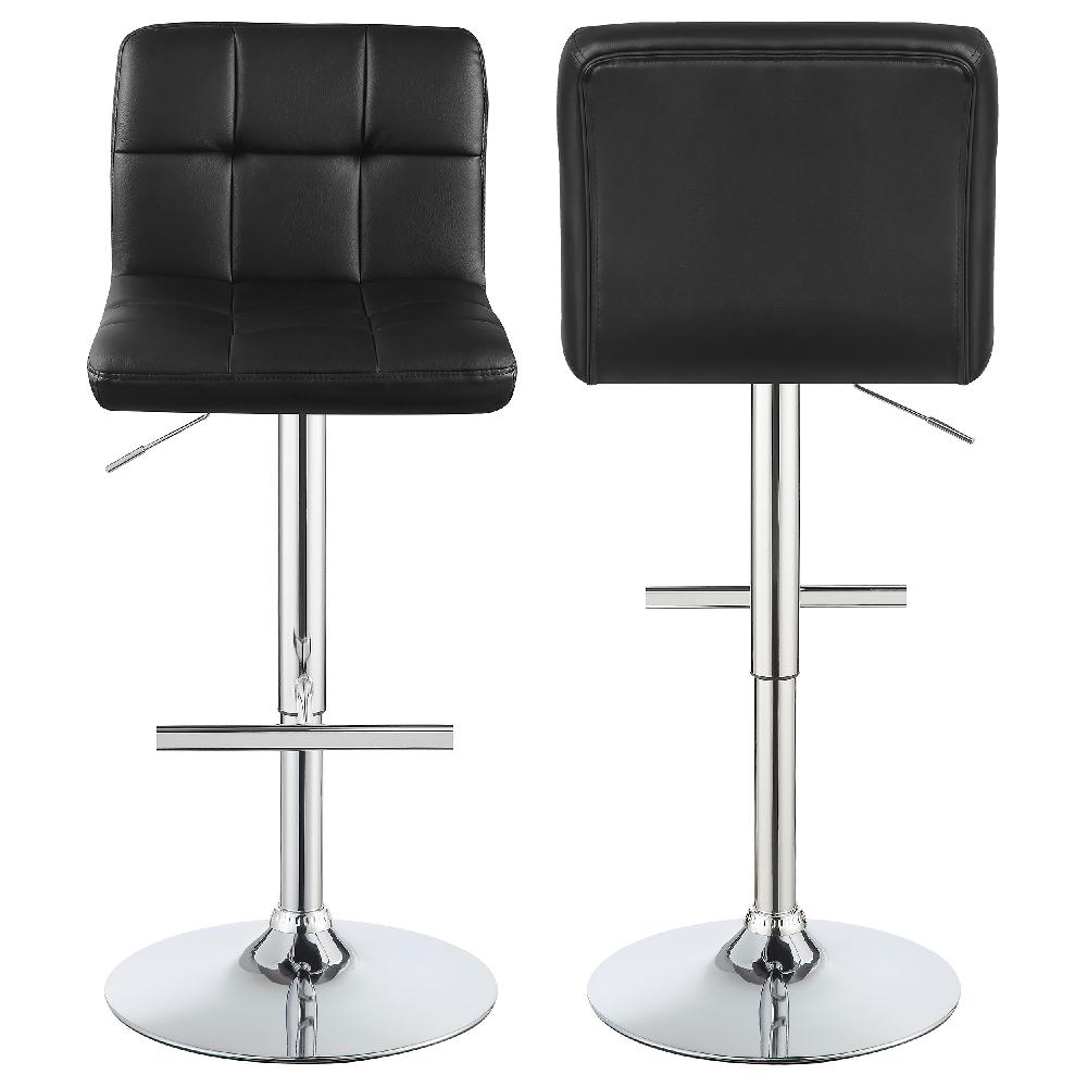 coaster Lenny Upholstered Adjustable Bar Stool Black (Set of 2)