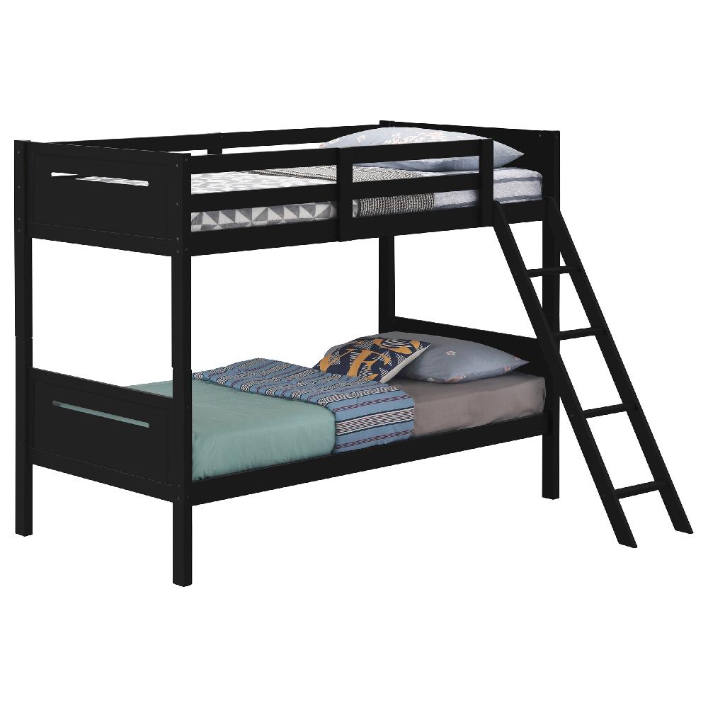 Coaster Littleton Wood Twin Over Twin Bunk Bed Black