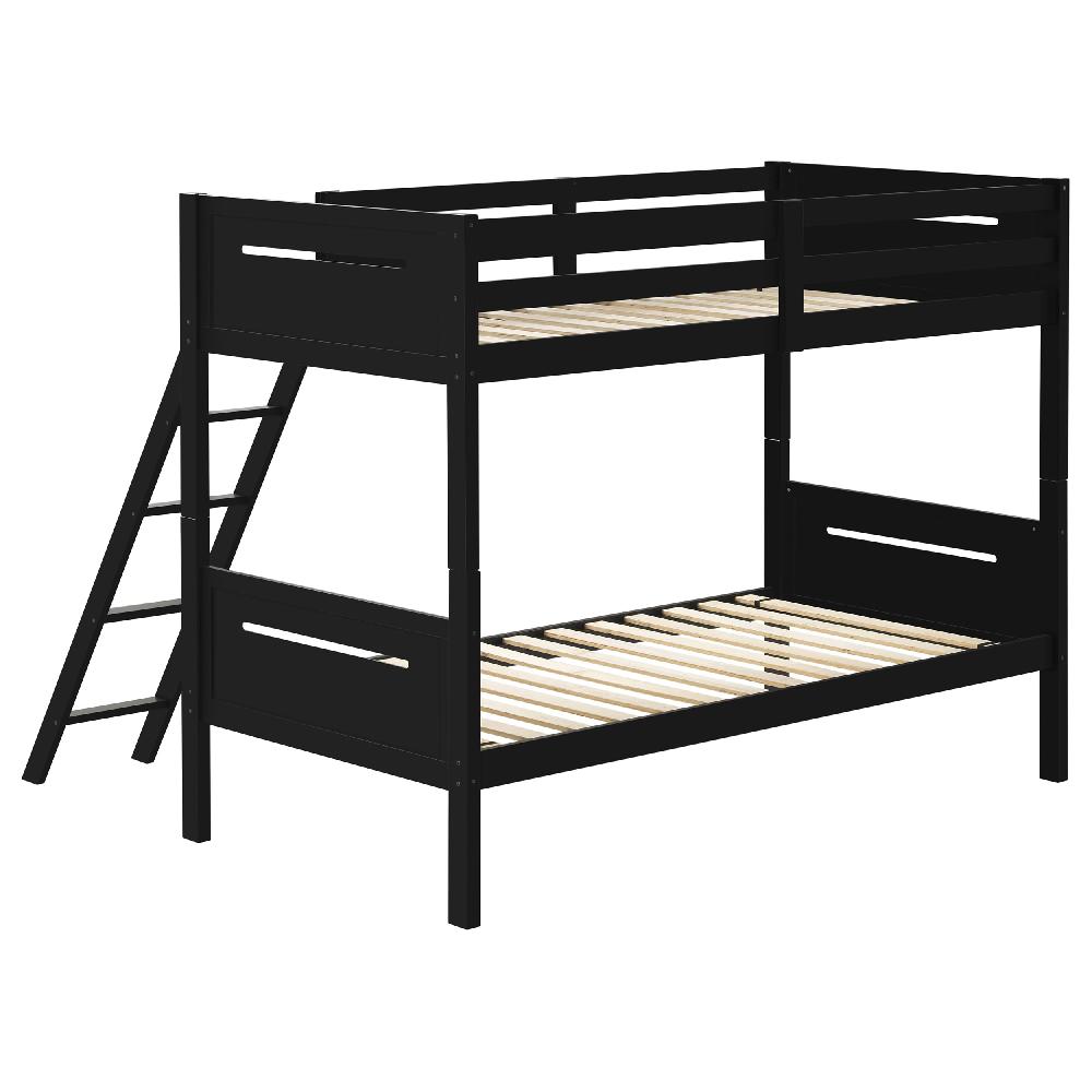 Coaster Littleton Wood Twin Over Twin Bunk Bed Black