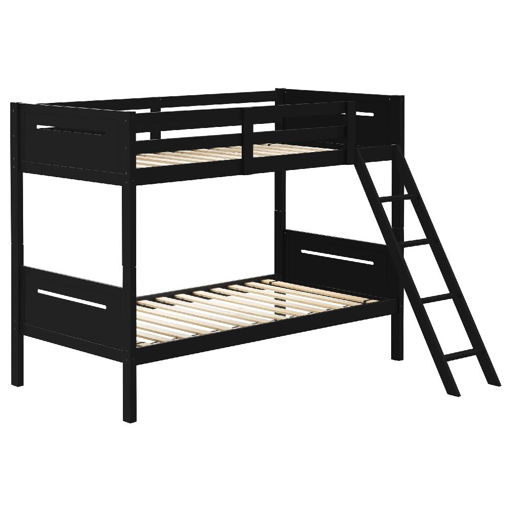 coaster Littleton Wood Twin Over Twin Bunk Bed Black
