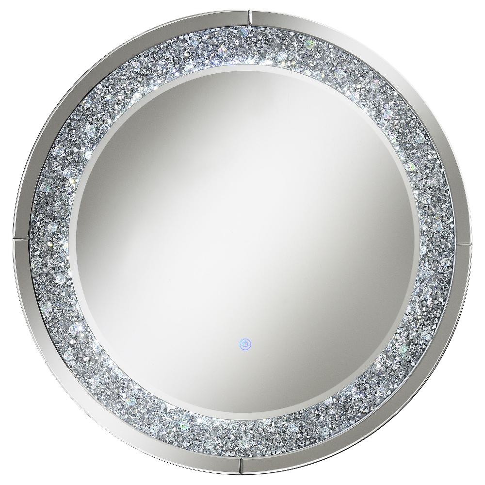 coaster Lixue 32 x 32 Inch Round Wall Mirror LED Lighting Silver