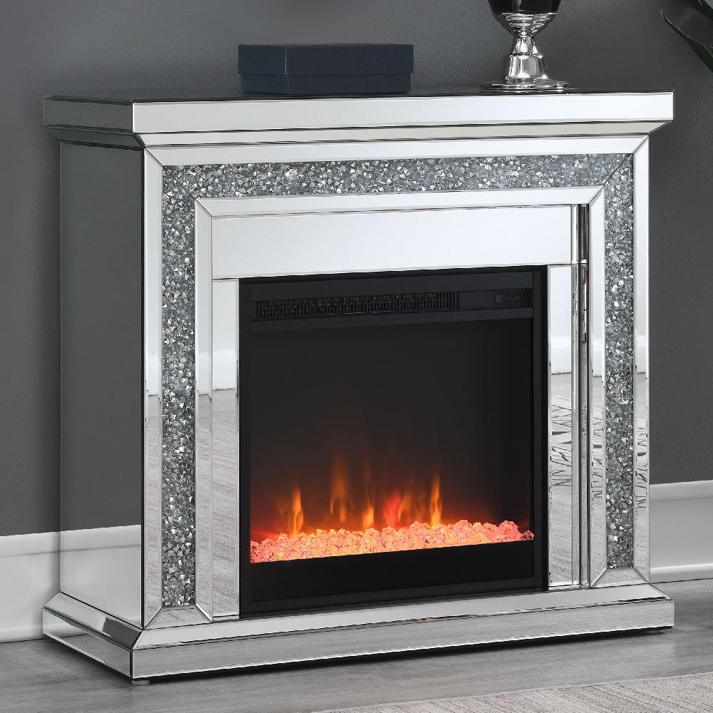 Coaster Lorelai Mirrored Freestanding Electric Fireplace Silver