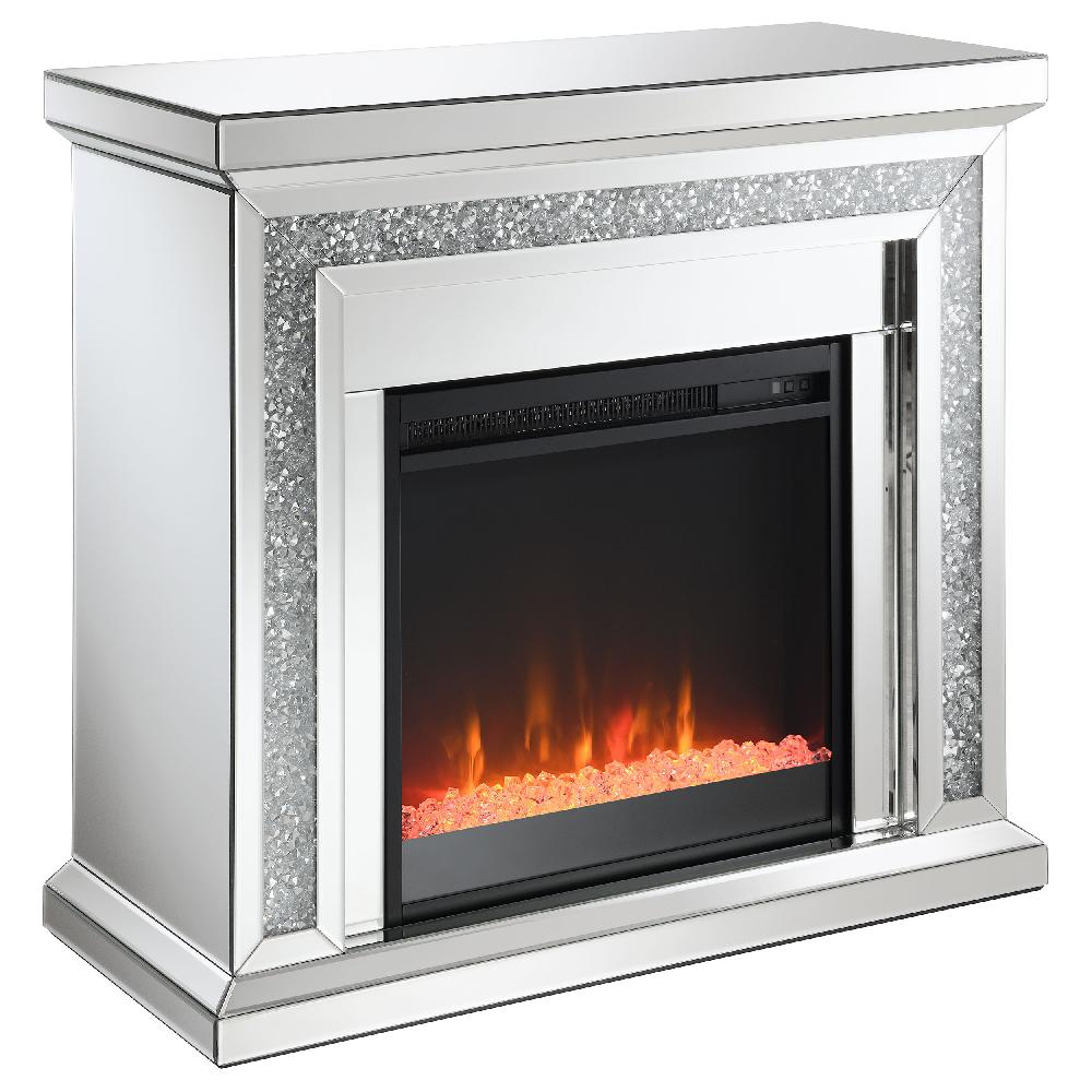 Coaster Lorelai Mirrored Freestanding Electric Fireplace Silver