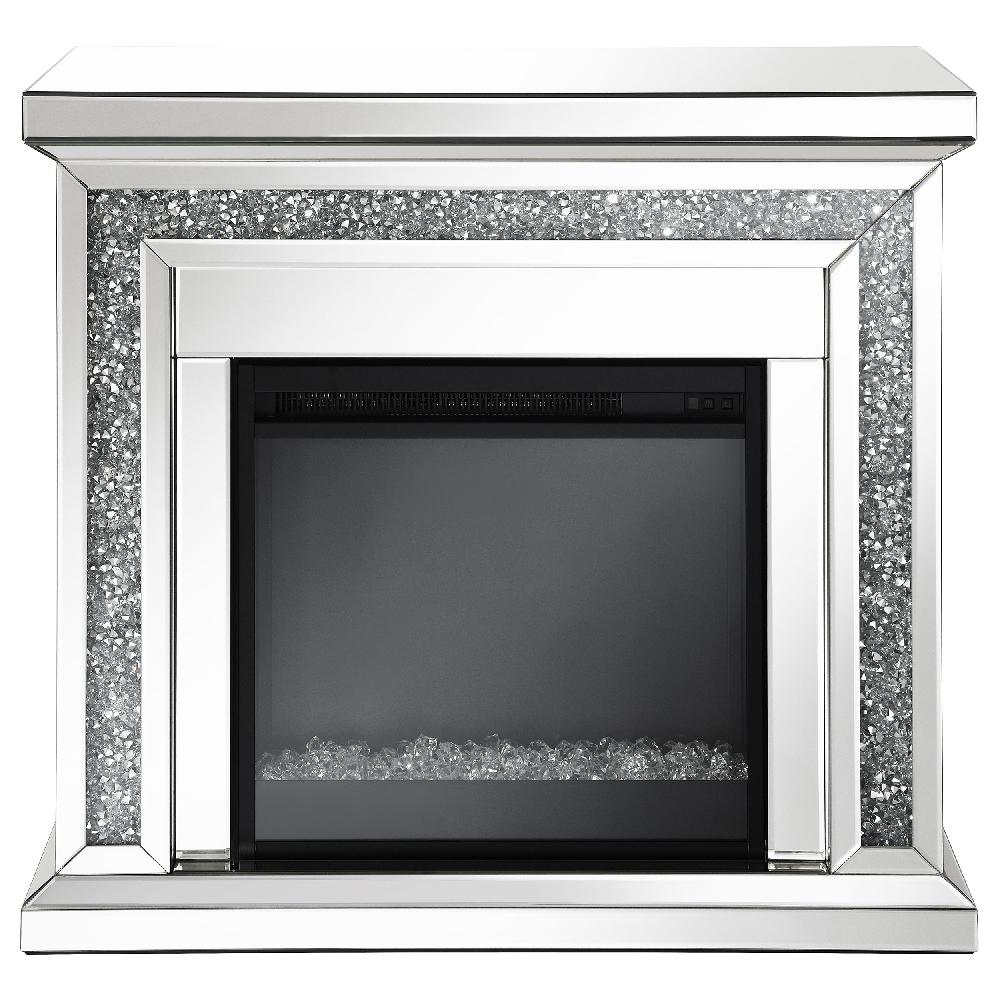 Coaster Lorelai Mirrored Freestanding Electric Fireplace Silver