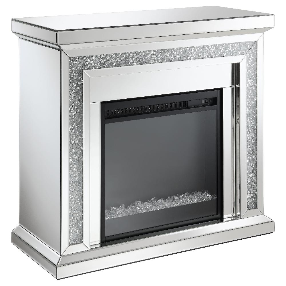 coaster Lorelai Mirrored Freestanding Electric Fireplace Silver
