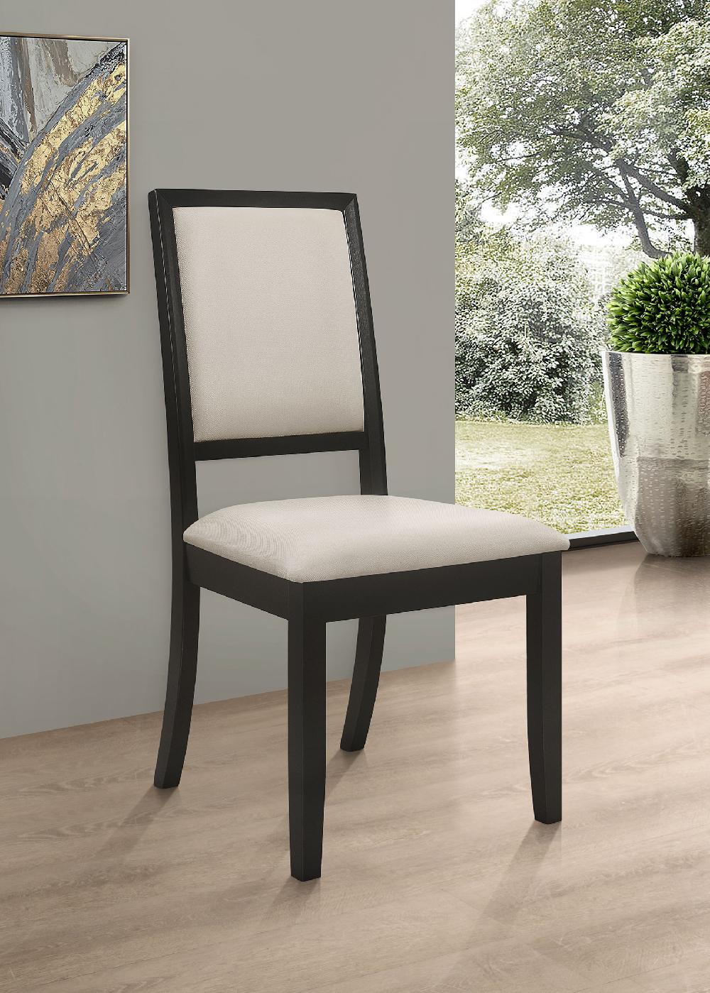 Coaster Louise Upholstered Wood Dining Side Chair Black (Set Of 2)