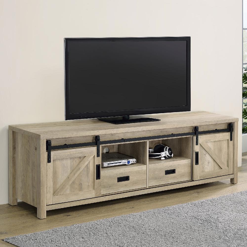 Coaster Madra 2-door Engineered Wood 79-inch TV Stand Distressed Pine