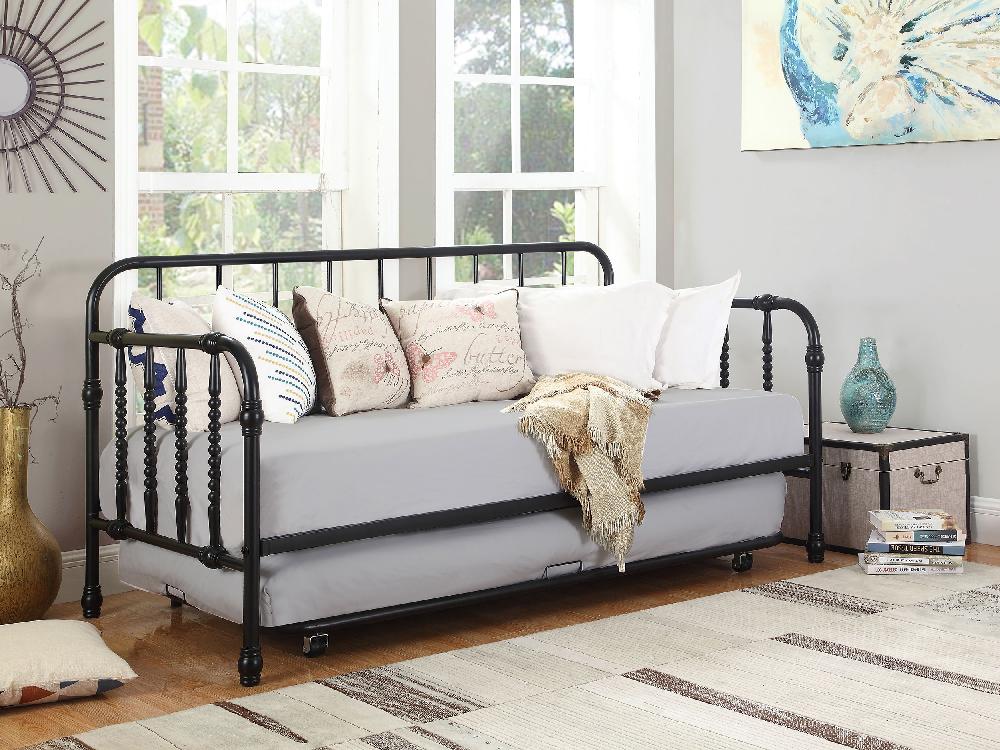 Coaster Marina Metal Twin Daybed With Trundle Black