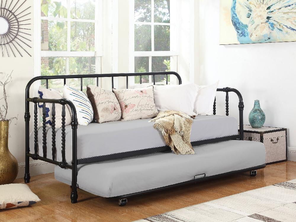 Coaster Marina Metal Twin Daybed With Trundle Black