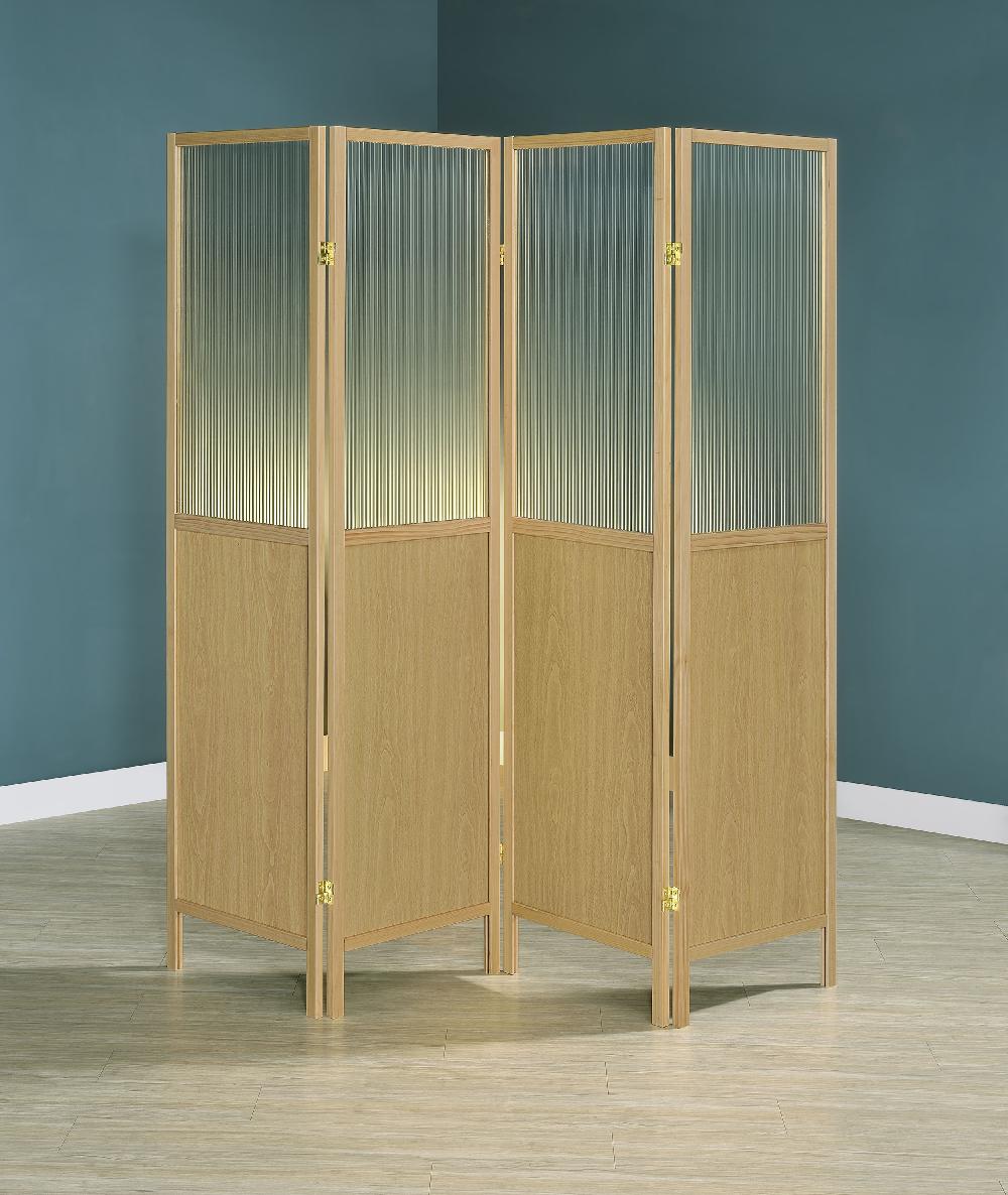 Coaster Mattison 4-Panel Room Divider Folding Shoji Screen Natural