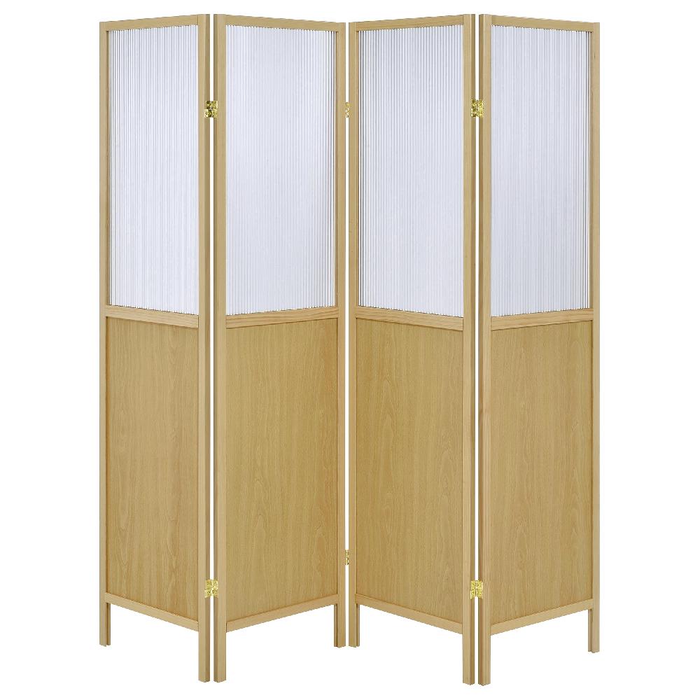 Coaster Mattison 4-Panel Room Divider Folding Shoji Screen Natural