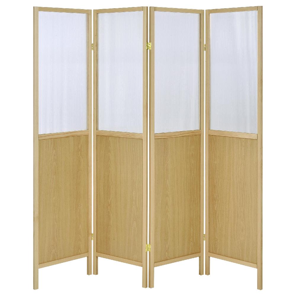 Coaster Mattison 4-Panel Room Divider Folding Shoji Screen Natural