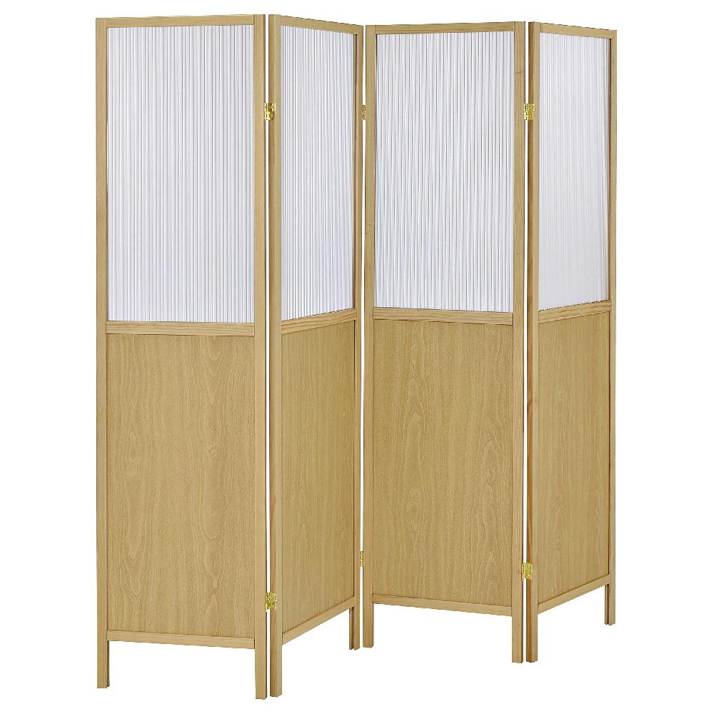 coaster Mattison 4-Panel Room Divider Folding Shoji Screen Natural