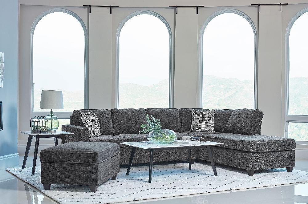 Coaster Mccord Upholstered Track Arm Sectional Sofa Dark Grey
